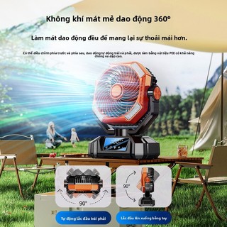 [Bảo Hành 1 Đổi 1 - 7 Ngày] Quạt Cắm Trại Phun Sương VINZEO - Sạc USB, Pin Khủng, Tích Hợp Đèn LED Ngoài Trời Siêu Mát