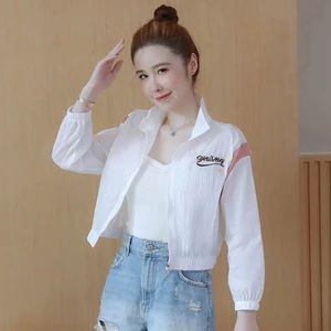 Áo khoác chống nắng màu hồng dành cho nữ, áo khoác ngắn mỏng, chống tia cực tím