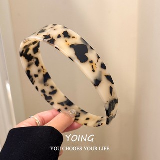 Yoing / Phong Cách Mới Ánh Sáng Phong Cách Sang Trọng Phiên Bản Rộng Băng Đô Nữ Da Báo In Retro Chất Lượng Cao Băng Đô