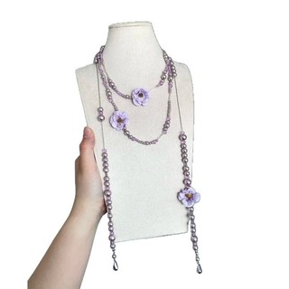 1 chiếc vòng cổ tua rua hoa hạt tím mới