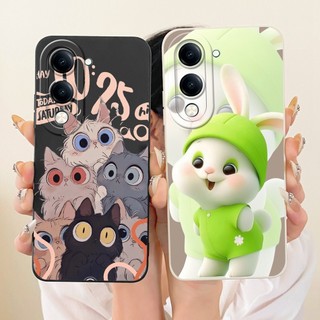 Dành Cho Vivo Y04 Y04e Y04s V2430 Ốp Điện Thoại Có Họa Tiết Thỏ Mèo Hoạt Hình Dễ Thương Bảo Vệ Ống Kính Vivo Y04S Y04 4G Vỏ TPU Silicon Mềm