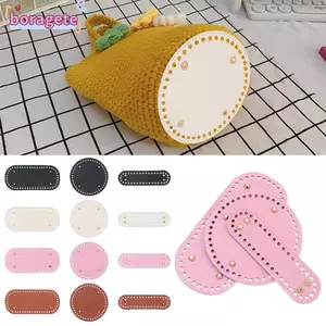 BORAGETE cho túi dệt kim Túi móc đáy thủ công với 52 lỗ da PU hình bầu dục
