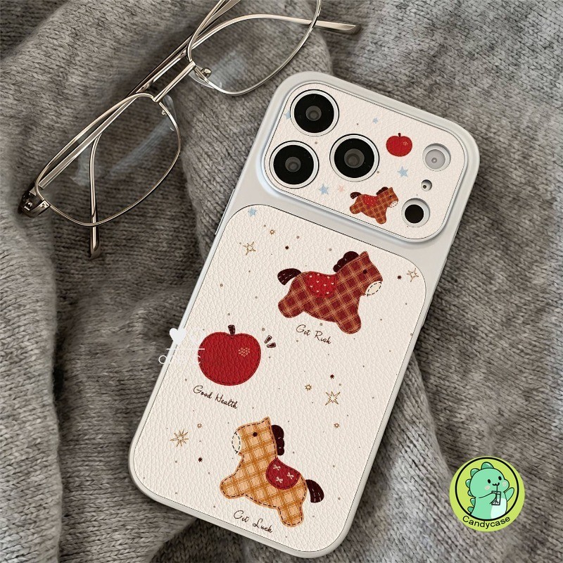 Ốp Điện Thoại Pony Dễ Thương Cho iPhone 17 Pro Max Air 16E 16 15 14 Plus 13 12 11 Pro Max XR XS Max X 8 7 Plus SE3 SE2 2022 Vỏ Da PU Hoạt Hình Dễ Thương Ngựa 3D Vỏ Mềm