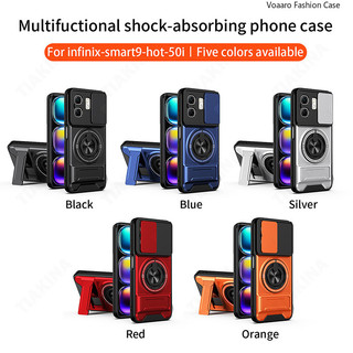 Mới Trượt Ống Kính Funda Cho Infinix Smart 9 HD Ốp Lưng Vòng Xoay Từ Tính Cho Infinix Hot 50i Ốp Lưng Có Thể Gập Lại Chân Đế Vỏ Giáp