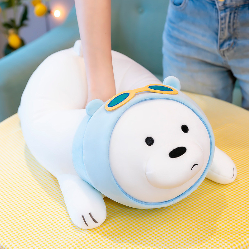 Gấu Bông We Bare Bear Quấn Khăn Xanh đeo Kính Cao Cấp,Kích Thước 50cm,Quà Sinh Nhật Cho Trẻ Em