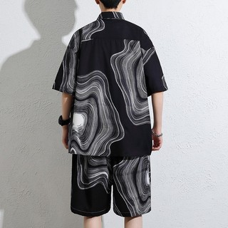 Bộ áo sơ mi nam ESEA tay ngắn &amp; quần short phong cách cảng Hawaii, phù hợp cho bãi biển