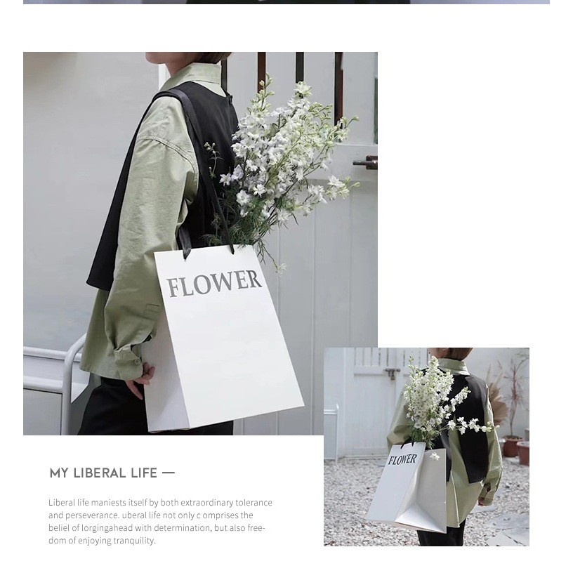 [hỏa tốc hcm] Túi giấy đựng hoa Flower kẽm nhung hoa sáp hoa len hoa xốp làm quà trang trí ANGIHOME