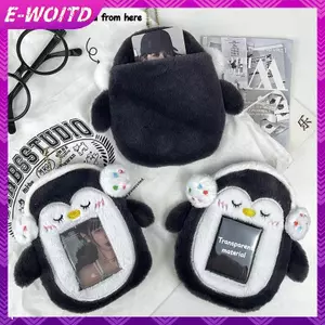 E-WOITD Hoạt Hình Đáng Yêu Chim Cánh Cụt Sang Trọng Đựng Thẻ Kpop Album Ảnh Màn Hình Tay Móc Khóa Thẻ ID Thẻ Học Sinh Bảo Vệ Cô Gái Quà Tặng E-WOITD