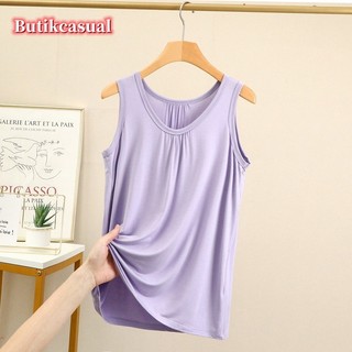 Phụ nữ Modal plus size vest nữ mùa hè mới nhúm xếp li dáng rộng vest đơn giản hàng đầu l 6xl