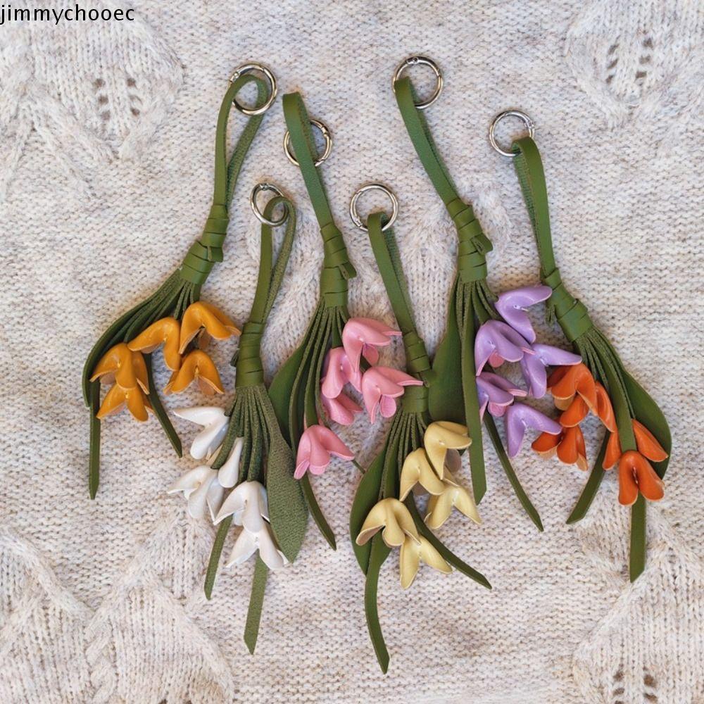 JIMMYCHOOEC Tulip Bó Hoa Da Mặt Dây Chuyền, Móc Treo Handmade Hoa Pu Móc Khóa, Hợp Thời Trang Sáng Tạo Hoạt Hình Túi Mặt Dây Chuyền Trang Trí