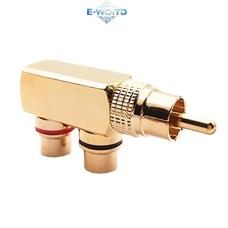 E-WOITD Mạ Vàng AV Bộ Chia Âm Thanh Cắm RCA Adapter 1 Nam Đến 2 Nữ F Connector Tool E-WOITD