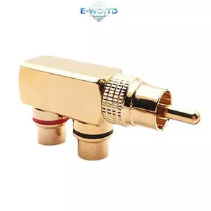 E-WOITD Mạ Vàng AV Bộ Chia Âm Thanh Cắm RCA Adapter 1 Nam Đến 2 Nữ F Connector Tool E-WOITD