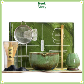 [Giao hàng từ Việt Nam] Bộ trà Matcha 7 món NOOKSTORY, Máy đánh trứng Matcha truyền thống Nhật Bản bằng gốm tre, Bàn chải khuấy có thể tái sử dụng Dụng cụ làm trà