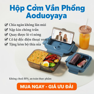 Hộp Cơm Trưa Bento An Toàn Lò Vi Sóng Chống Rò Rỉ 3 Ngăn Hộp Đựng Thực Phẩm Văn Phòng Trường Học Chuẩn Bị Bữa Ăn