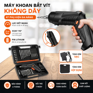 Tua vít khoan không dây 90 độ có thể gập lại Bộ 47 mảnh Pin Lithium Đèn LED sửa chữa tại nhà