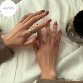 Bộ 7 Nhẫn Thời Trang Kim Loại Rỗng Tròn Mở, Phù Hợp Làm Quà Tặng Tiệc Cưới cho Bé gái và Người Lớn