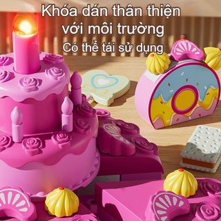 Trẻ Em Bánh Sinh Nhật Đồ Chơi Âm Nhạc Ánh Sáng ABS Giả Vờ Chơi Tiệc Trà Quà Tặng Bộ Màu Hồng