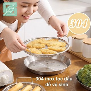 Khay lưới thép không gỉ 304 Giá thoát dầu Vòng sâu Dụng cụ lọc thực phẩm Chiên hấp nướng