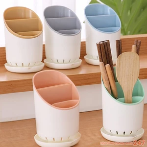 Ống đựng đũa muỗng nhựa PP có khay thoát nước, dễ dang vệ sinh, chống ẩm mốc