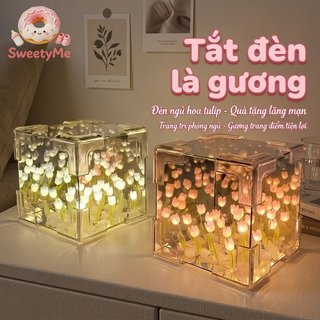 Acrylic Tulip LED Đèn Ngủ Khối Lập Phương Đèn Phát Sáng Mềm Trang Trí Phòng Ngủ Quà Tặng Nhà Giọng