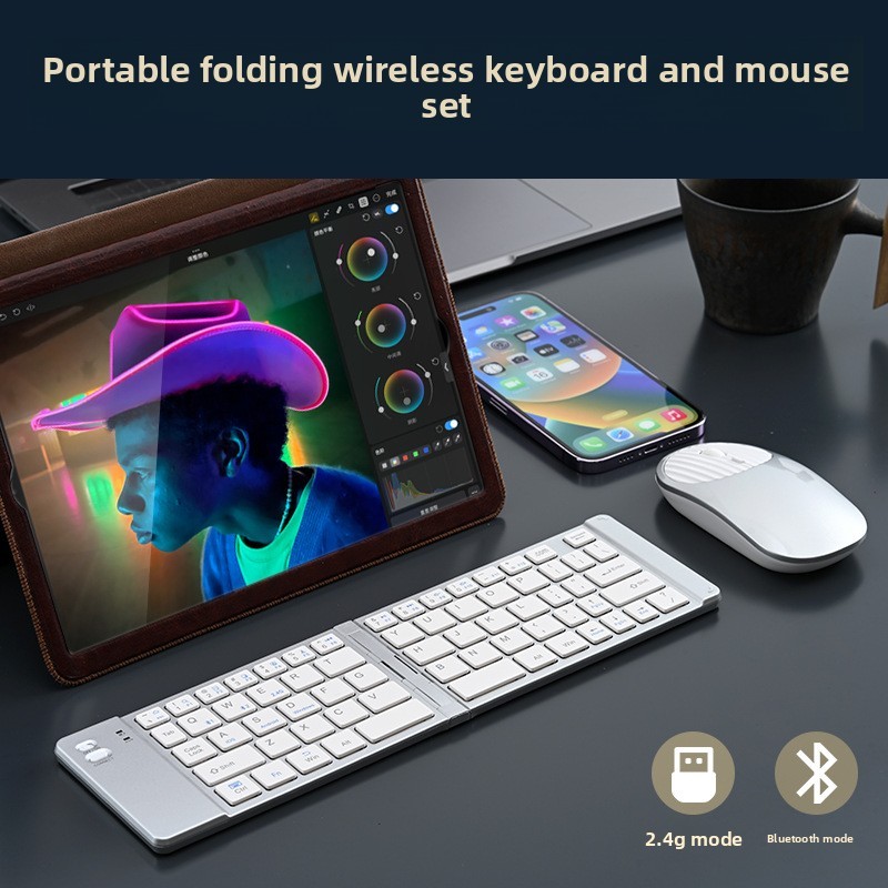 Bộ chuột bàn phím có thể gập lại Bluetooth không dây di động
