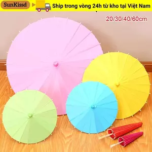 SUNKISSD 1 Chiếc Ô Giấy, Đồ Dùng Tranh Màu Handmade DIY, Tay Cầm Dài Trống 20 / 30 / 40 / 60cm Đạo Cụ Chụp Ảnh Cho Bé Tắm Kỷ Niệm Sinh Nhật Đám Cưới