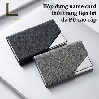 Hợp kim nhôm Hộp đựng danh thiếp Da PU Thiết kế hình học mỏng 23 thẻ Hộp quà tặng Văn phòng