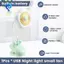 Quạt kẹp di động có đèn LED 360° Xoay Quạt Làm Mát Cá Nhân Thiết Kế Dễ Thương Quạt Sạc USB Cho Xe Đẩy Gia Đình Cắm Trại Xanh