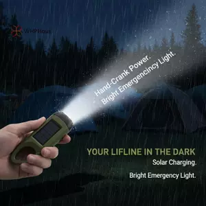< WHPHous-t > Đèn pin sạc năng lượng mặt trời Tay quay Dynamo Lantern 3 đèn LED di động để đi bộ đường dài khẩn cấp Cắm trại đẹp