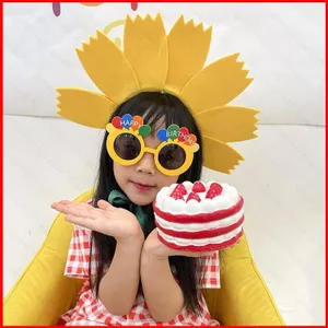 SY Ngộ nghĩnh Ảnh Đạo Cụ Sáng Tạo Hoa Hướng Dương Băng Đô Cho Bé Gái Cho Trẻ Em Ngọt Ngào Mũ Phụ Kiện Tóc Tiệc Sinh Nhật De