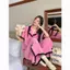 Bộ đồ ngủ cỡ lớn rộng 40-80kg Chấm bi phong cách ren Quần ngắn tay có ve áo Loungewear Suit