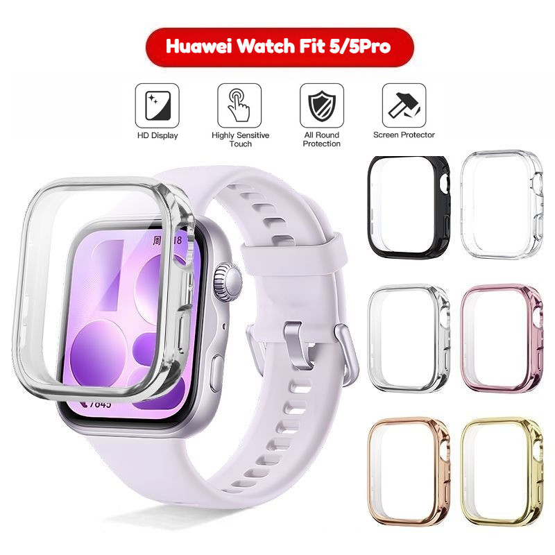Ốp Bảo Vệ Màn Hình Cho Huawei Watch Fit 5 Pro Vỏ Mạ TPU Mềm + Phim Full Trong Suốt Bảo Vệ Cho Huawei Watch Fit5 Fit5Pro Fit 5 5 5Pro Ốp Lưng Mềm