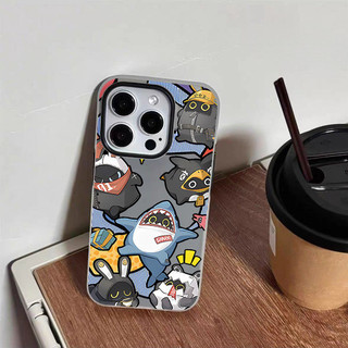 Ốp Lưng IPhone 17 13 16 11 15 14 12 Pro Max 7 8Plus XR X Cặp Đôi Cá Mập Mèo Thỏ Ngộ Nghĩnh Mới 2 Trong 1 Bìa Mềm