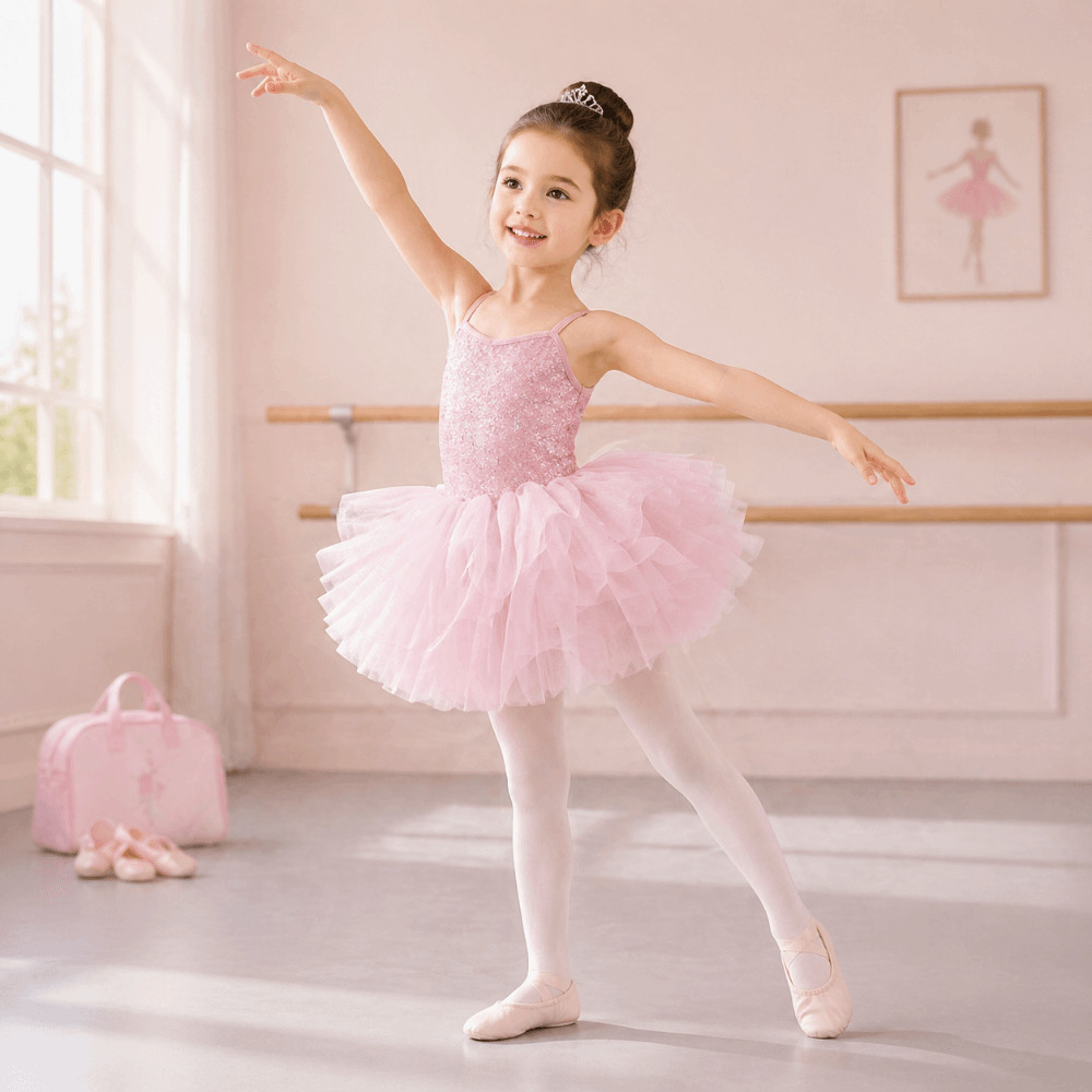 THFENG Ballet TuTu Đầm, Dây Đeo Chéo Puffy Bé Gái Váy Ba Lê, Đầm Hoàng Tử Chuyên Nghiệp Tay Ngắn Ba Lê Trình Diễn Trang Phục Chụp Ảnh