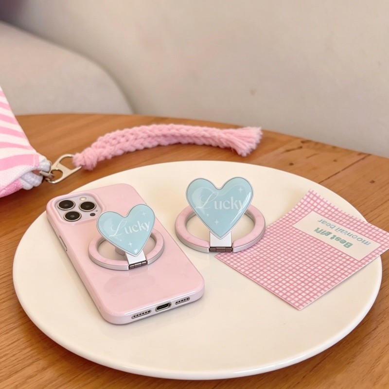 Giá đỡ điện thoại từ tính may mắn INS sang trọng có gương cho vỏ nam châm và IPhone 13 15 16 17 Pro Max 14 Plus Giá đỡ vòng đeo tay có thể gập lại