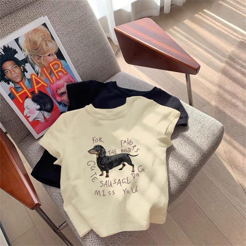 BOOM Áo Baby Tee Nữ Cotton Ôm Body-Áo Thun Ngắn Tay Y2K In Hình PhongCách Mùa Hè, Cổ Tròn Hàng Đầucách hàn quốc phongV20