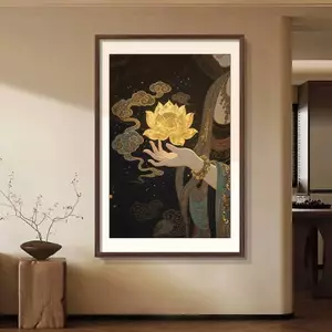 Phật Tay Sen Thiền Phật Giáo Nghệ Thuật Treo Tường Đông Nam Á Retro Không Khung Tranh Canvas Chống Thấm Nước Cho Lối Vào Hành Lang Trang Trí Phòng Trà