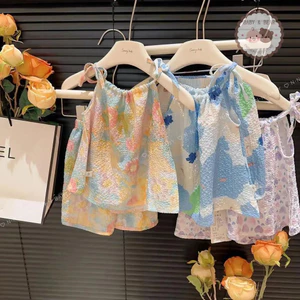 Quần áo trẻ em VN, Thời trang mùa hè phong cách Hàn Quốc, Bộ đồ dây đeo một vai, Thích hợp cho bé gái 1-4 tuổi