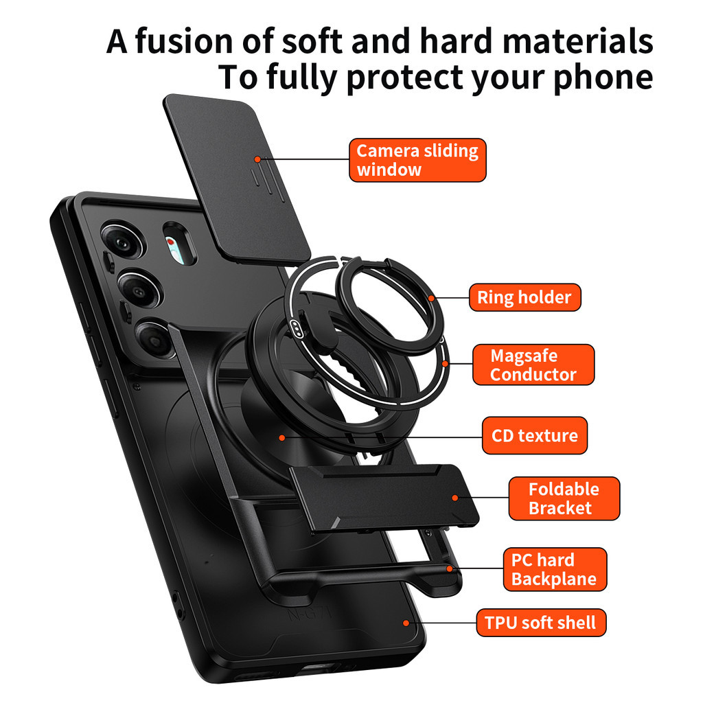 Ốp Điện Thoại Đa Năng Sang Trọng Thích Hợp Cho Tecno Camon 40 Pro 4G 5G Dây 360°Giá đỡ vòng có vỏ máy ảnh Vỏ bảo vệ toàn diện chống sốc