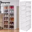 Giá để giày có thể gập lại MARGREDY, Hộp đựng giày 1 / 3 / 6 lớp chống bụi, Hộp đựng giày thể thao trong suốt màu trắng có thể xếp chồng lên nhau sáng tạo