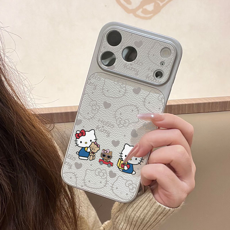 Ốp lưng iPhone Hello Cat Luck Bao da mềm cao cấp đựng máy ảnh - iP 7/8/X/XS/XR/11/12/13/14/15/16/17/Plus/Air/Pro/Max