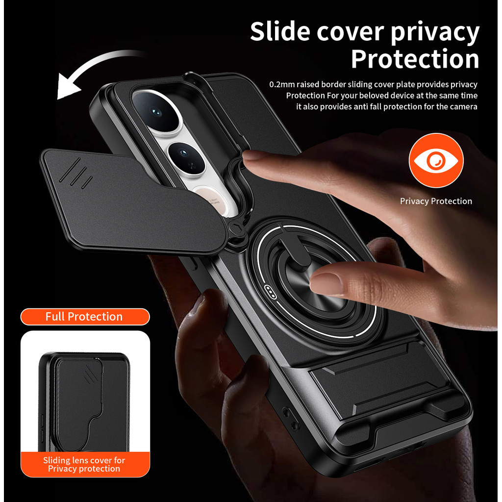 Ốp Điện Thoại Đa Năng Sang Trọng Thích Hợp Cho Vivo V50 Lite V30 V60 V70 FE 4G 5G Dây 360°Giá đỡ vòng có vỏ máy ảnh Vỏ bảo vệ toàn diện chống sốc
