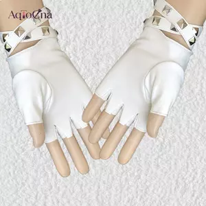 AqToCna Ngón Lái Xe Da PU Găng Tay Động Cơ Thoáng Mát Studs Gợi Cảm Ro Punk Găng Tay AqToCna