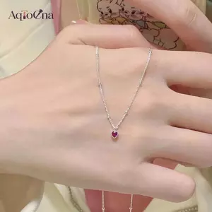AqToCna Nelace Mặt Dây Chuyền Nữ Trang Sức Tình Yêu Nelace Nhỏ Mini Trái Tim Đỏ Mặt Dây Chuyền Đơn Giản Hình Trái Tim Cổ AqToCna