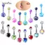 AqToCna 16 Cái Mix Rốn Bụng Nút Nhẫn Barbell Kim Cương Giả Pha Lê Bóng Trang Sức Cơ Thể AqToCna