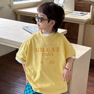 [DOUDOUKID] AP79 Áo Thun Trẻ Em Màu Vàng Phong Cách Thời Trang Hiện Đại 14-48kg