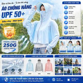 Quần áo, mũ, khẩu trang chống nắng tích hợp, thoáng mát và chống tia UV, rất thích hợp cho các hoạt động ngoài trời!