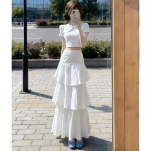 Váy mùa hè phù hợp với cả bộ trang phục phong cách Hàn Quốc Slim-fit thon gọn hơn Váy bánh cạp cao hai mảnh