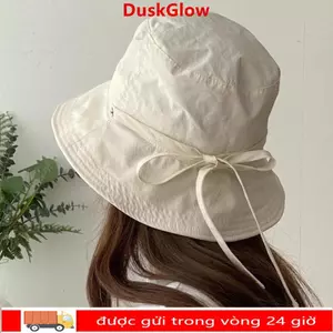Mũ ngư dân DUSKGLOW, Dây chắn gió Mũ chống nắng mỏng, Ins Dây buộc màu trơn Mũ xô ngoài trời