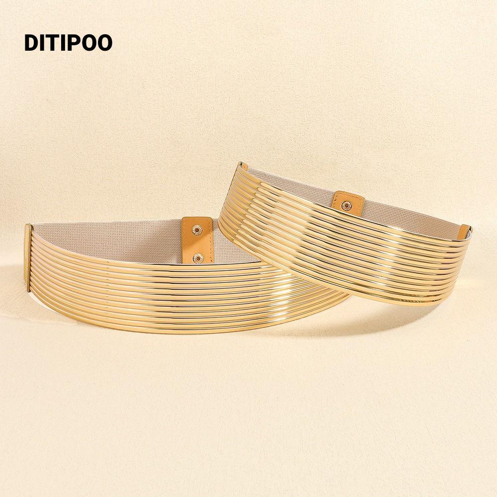 Dây thắt lưng bó sát DITIPOO, Thắt lưng vàng rộng, Thắt co giãn sáng chất lượng cao dành cho nữ